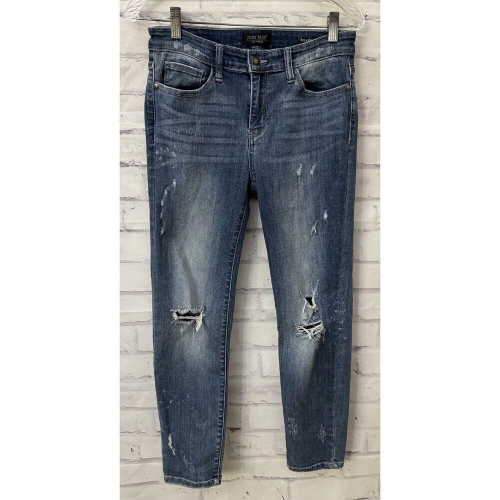 Judy Blue Size 9/29 Shredding Up My Life Relaxed Distressed Jeans JB8273MD